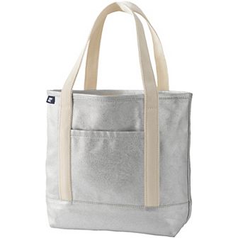 Lands' End Open Top Coated Metallic Canvas Tote