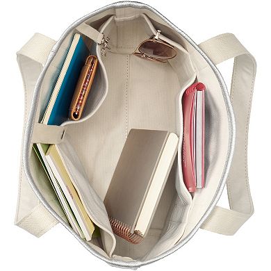 Lands' End Open Top Coated Metallic Canvas Tote
