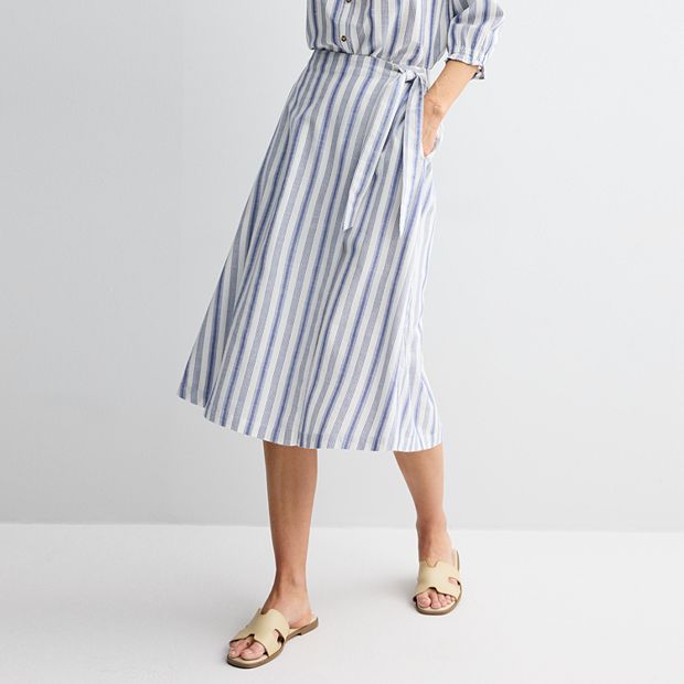【OVERDUEFLAIR】STRIPE WRAP SKIRT_NAVY STRIPE WRAP SKIRT_YELLOW - overdue flair
