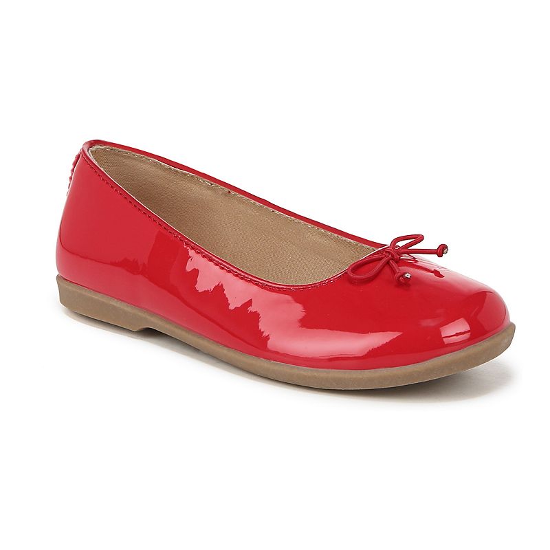 Dr. Scholl's Wexley Girls' Ballerina Skimmer Faux Leather Shoes, Girl's, Size: 1, Red Faux Leather