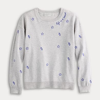 Women's Chelsea & Theodore "Life Is A Beach" Crewneck Pullover
