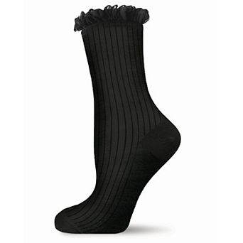 Women's Fine Rib Loop Cuff Crew Socks