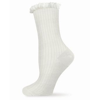 Women's Fine Rib Loop Cuff Crew Socks