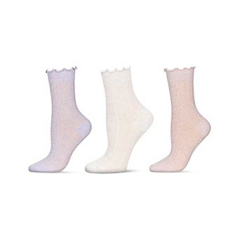 Women's 3 Pair Pack Pointelle Fashion Crew Socks