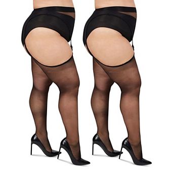 2 Pair Curvy Suspender Tights