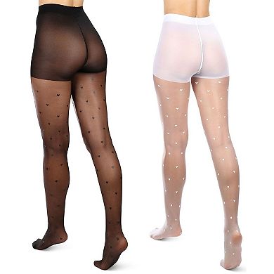 Women's 2 Pair Pack Mini Heart Sheer Tights