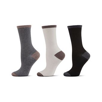 Women's 3 Pair Pack Soft Tipped Flat Knit Cashmere Crew Socks