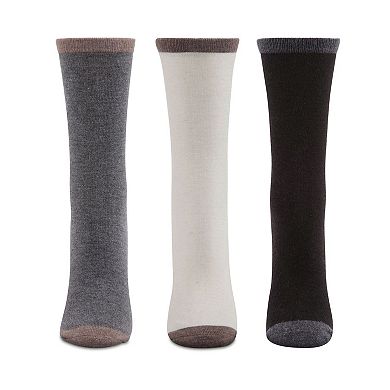Women's 3 Pair Pack Soft Tipped Flat Knit Cashmere Crew Socks