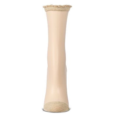Women's Triple Bow Back Sheer Crew Socks