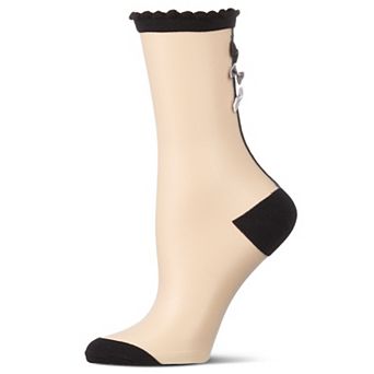 Women's Triple Bow Back Sheer Crew Socks