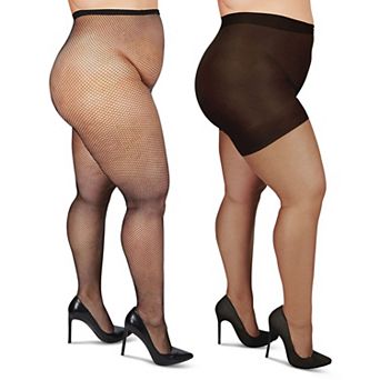 2 Pair Curvy Fishnet & Ultra Sheer Tights