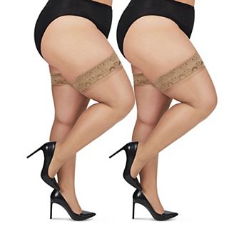 2 Pair Curvy Sheer Thigh High Stockings