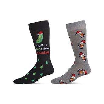 Mens Christmas Holiday 2 Pair Pack Novelty Socks