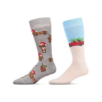 Mens Christmas Holiday 2 Pair Pack Novelty Socks