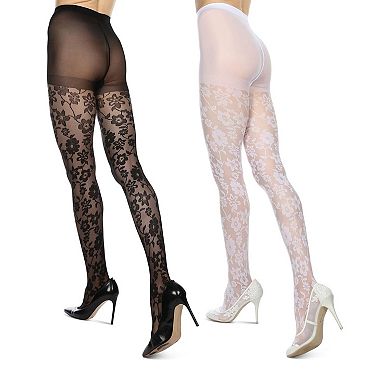 Women's 2 Pair Pack Sheer Floral Tights