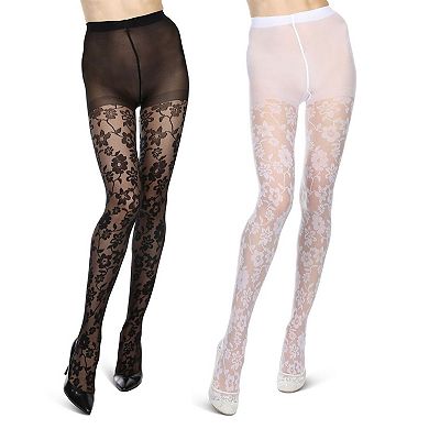 Women's 2 Pair Pack Sheer Floral Tights