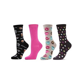 4 Pair Bundle Women's Novelty Crew Socks