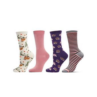 4 Pair Bundle Women's Novelty Crew Socks
