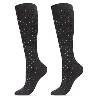 Swiss Dot Cotton Blend 15-20mmhg Graduated Compression Socks 2 Pack