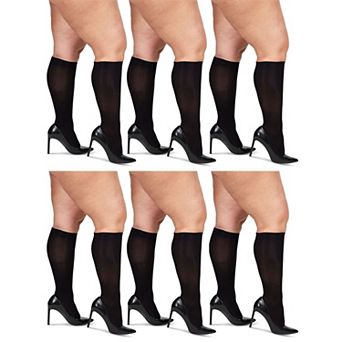 6 Pair Curvy Opaque Knee High Trouser Socks