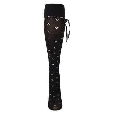 Women's Pointelle Back Tie Knee High Socks