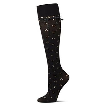 Women's Pointelle Back Tie Knee High Socks