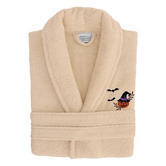 Linum Home Textiles Adult 100% Turkish Cotton Terry Embroidered Bath Robe - Pumpkin Head
