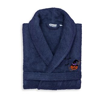 Linum Home Textiles Adult 100% Turkish Cotton Terry Embroidered Bath Robe - Pumpkin Head