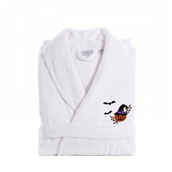 Linum Home Textiles Adult 100% Turkish Cotton Terry Embroidered Bath Robe - Pumpkin Head