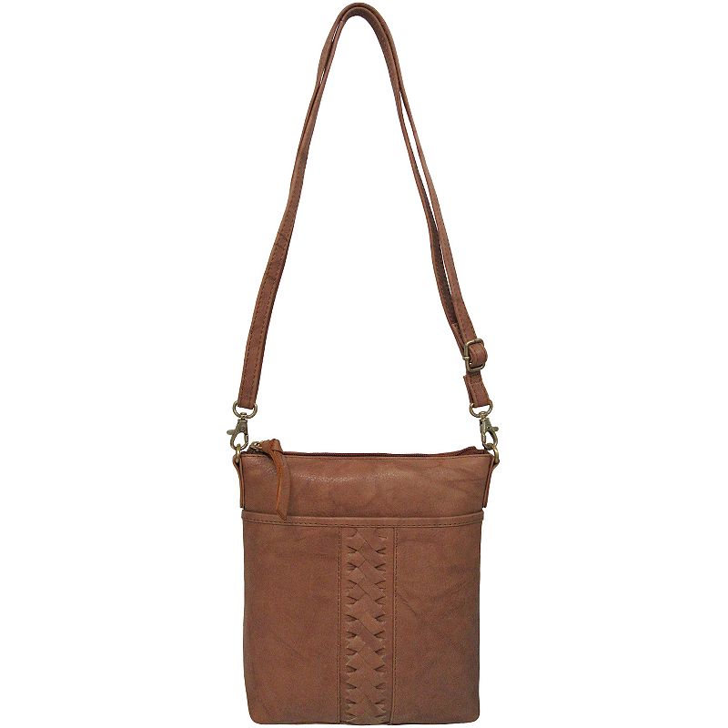 Women's GAL Calf Leather Antique Mini Crossbody Bag with Inset Lacing, Brown