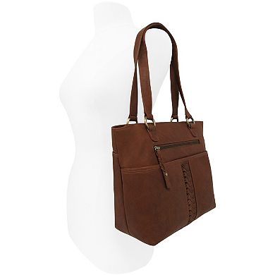 Women's GAL Antique Calf Leather Tote Bag with Inset Lacing