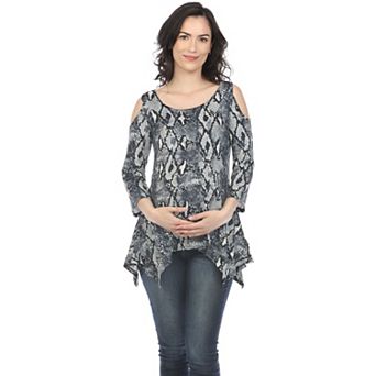 Maternity Snake Print Cold Shoulder Tunic