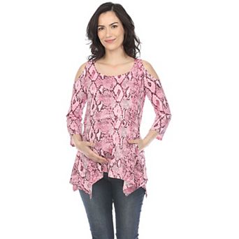 Maternity Snake Print Cold Shoulder Tunic