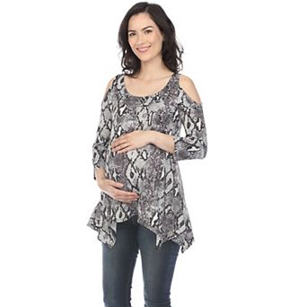 Maternity Snake Print Cold Shoulder Tunic