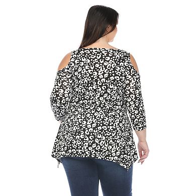 Plus Size Leopard Cold Shoulder Tunic