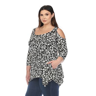 Plus Size Leopard Cold Shoulder Tunic