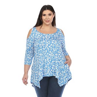 Plus Size Leopard Cold Shoulder Tunic