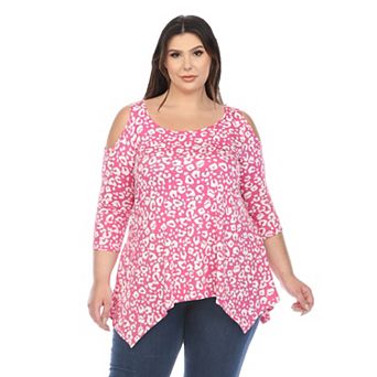 Plus Size Leopard Cold Shoulder Tunic