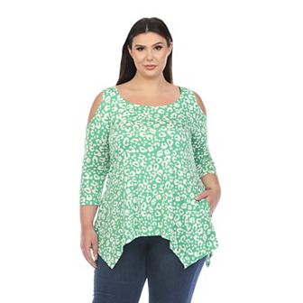 Plus Size Leopard Cold Shoulder Tunic