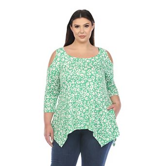 Plus Size Leopard Cold Shoulder Tunic