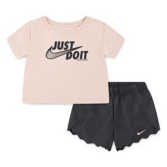 Baby & Toddler Girls Nike Dri-FIT "Just Do It." T-Shirt & Wavy Scalloped Shorts 2 pc Set