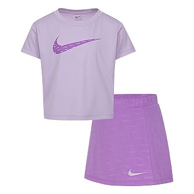 Baby & Toddler Girls Nike Dri-FIT Swoosh Graphic Tee & Mesh Skort 2-Piece Set