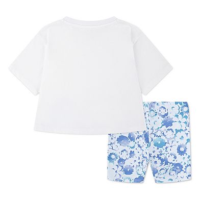 Baby & Toddler Girls Nike Floral T-shirt & Dri-FIT Biker Shorts 2-Piece Set