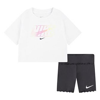 Baby & Toddler Girls Nike Swoosh T-shirt & Dri-FIT Motion Biker Shorts 2 pc Set