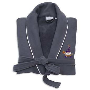 Linum Home Textiles Adult Hotel Collection 100% Turkish Cotton Waffle Terry Embroidered Bathrobe with Satin Piped Trim - Halloween Gnomes