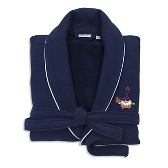 Linum Home Textiles Adult Hotel Collection 100% Turkish Cotton Waffle Terry Embroidered Bathrobe with Satin Piped Trim - Halloween Gnomes