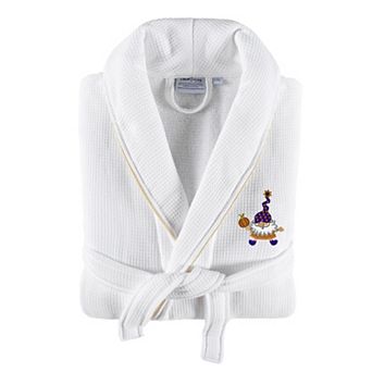 Linum Home Textiles Adult Hotel Collection 100% Turkish Cotton Waffle Terry Embroidered Bathrobe with Satin Piped Trim - Halloween Gnomes