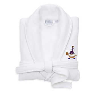 Linum Home Textiles Adult Hotel Collection 100% Turkish Cotton Waffle Terry Embroidered Bathrobe with Satin Piped Trim - Halloween Gnomes