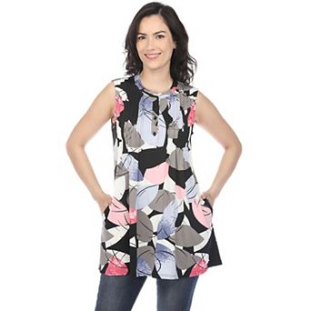 Women's Pleated Front Sleeveless Tunic Top