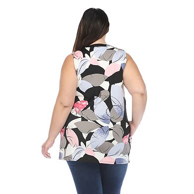 Plus Size Pleated Front Sleeveless Tunic Top